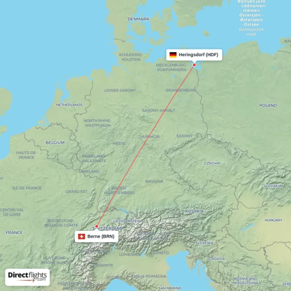 Berne - Heringsdorf direct flight map