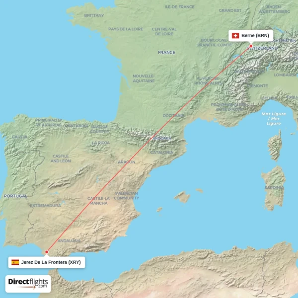 Berne - Jerez De La Frontera direct flight map