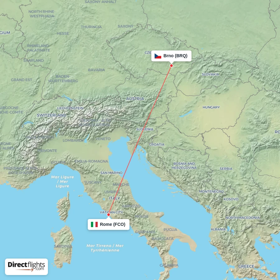BRQ - FCO route map