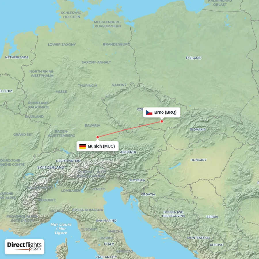 BRQ - MUC route map