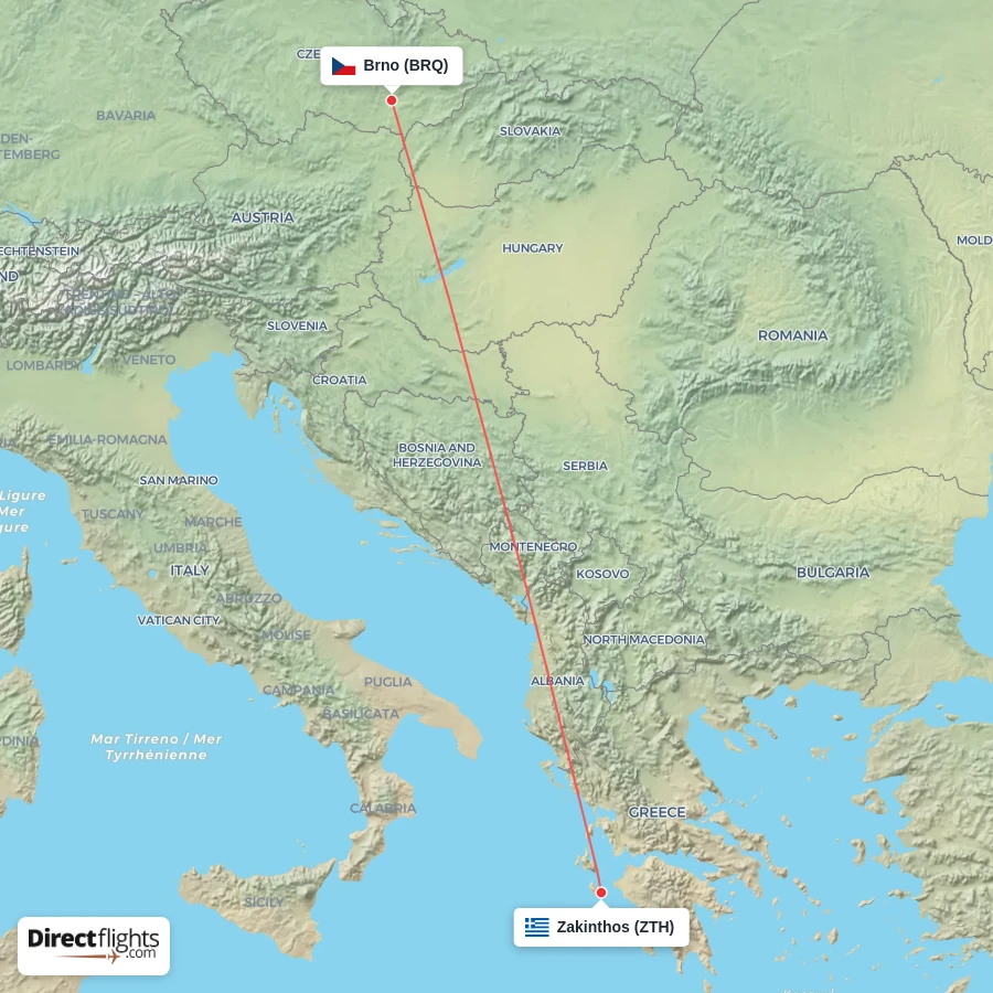 BRQ - ZTH route map