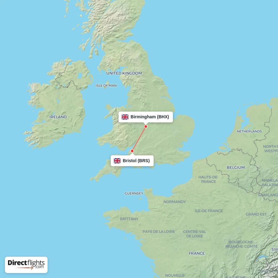 BRS - BHX route map
