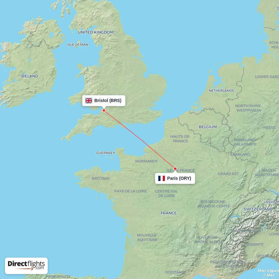 BRS - ORY route map