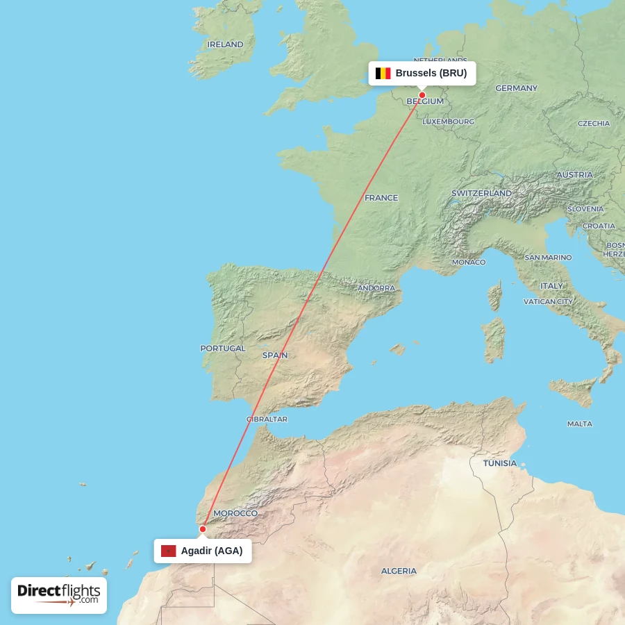 BRU - AGA route map