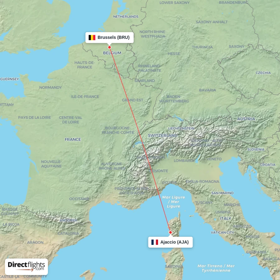 BRU - AJA route map