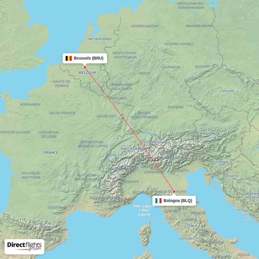 BRU - BLQ route map