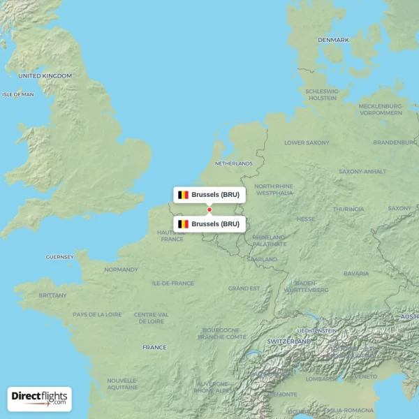 Brussels - Brussels direct flight map