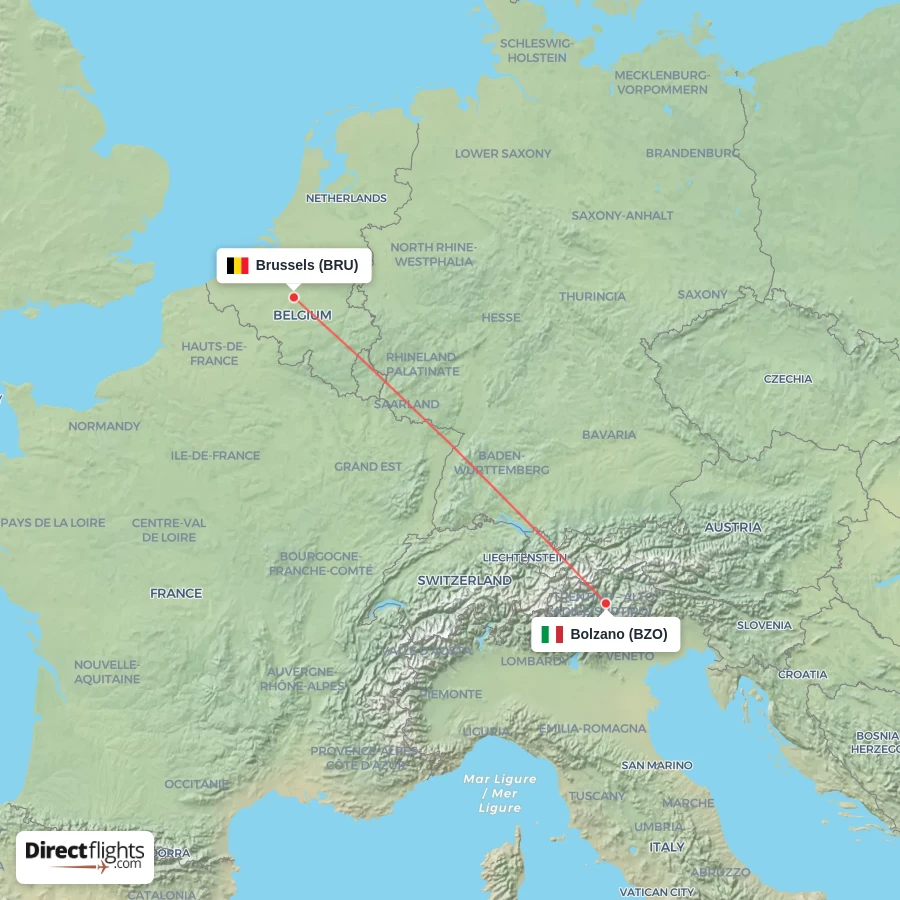 BRU - BZO route map