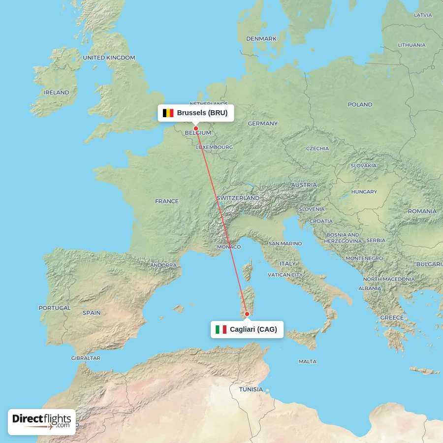 BRU - CAG route map