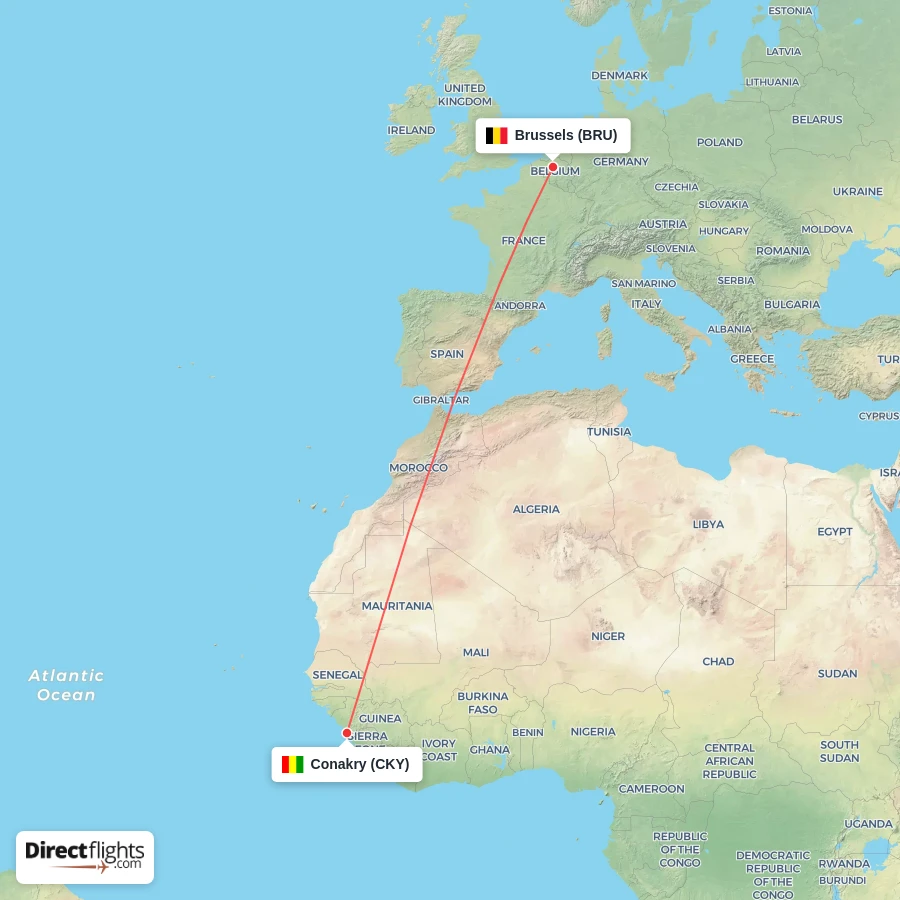 BRU - CKY route map