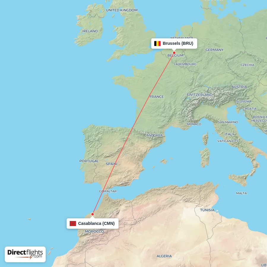 BRU - CMN route map