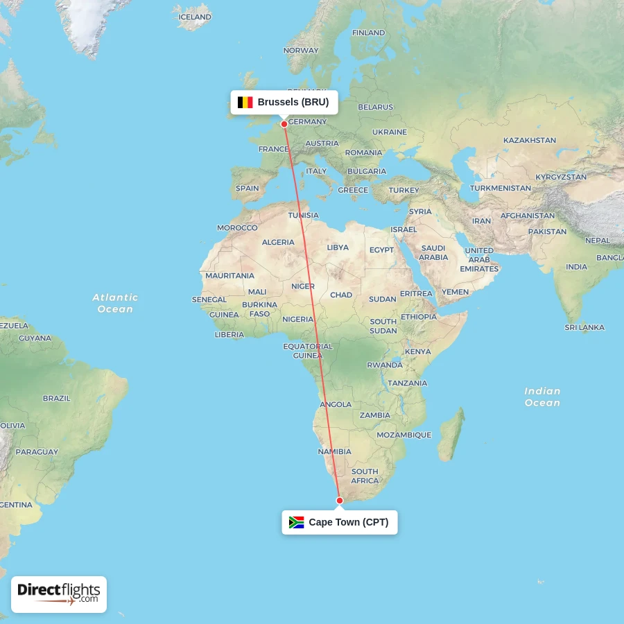 BRU - CPT route map