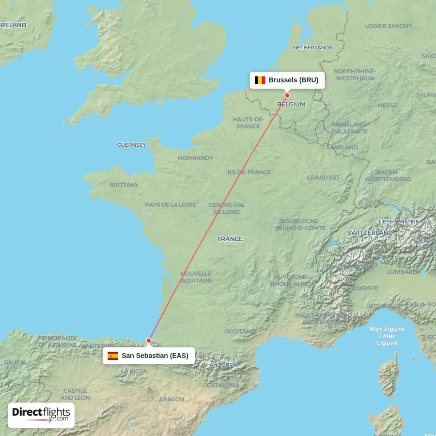 BRU - EAS route map