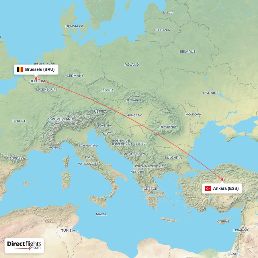 BRU - ESB route map