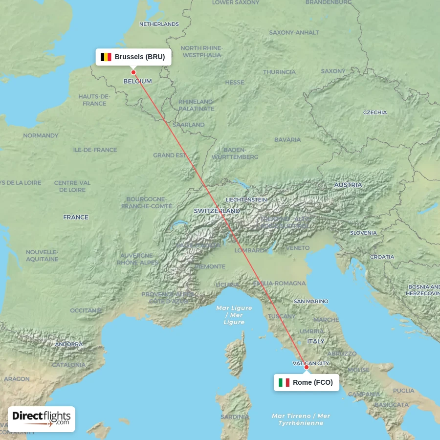 BRU - FCO route map