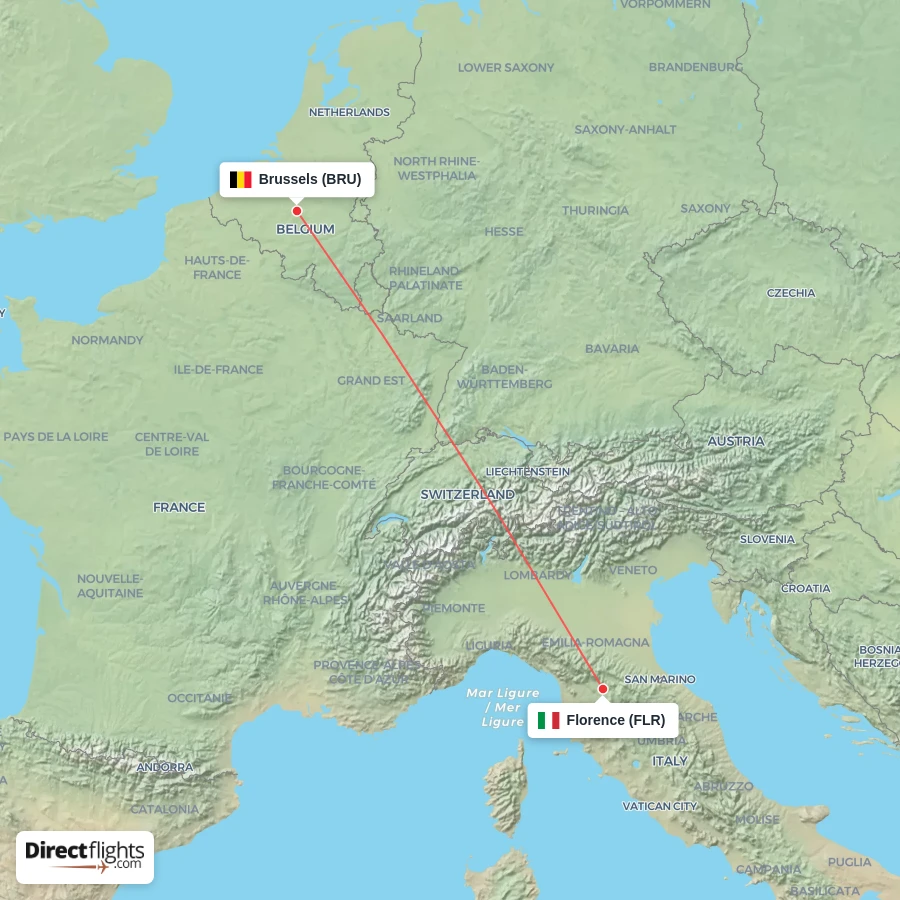 BRU - FLR route map