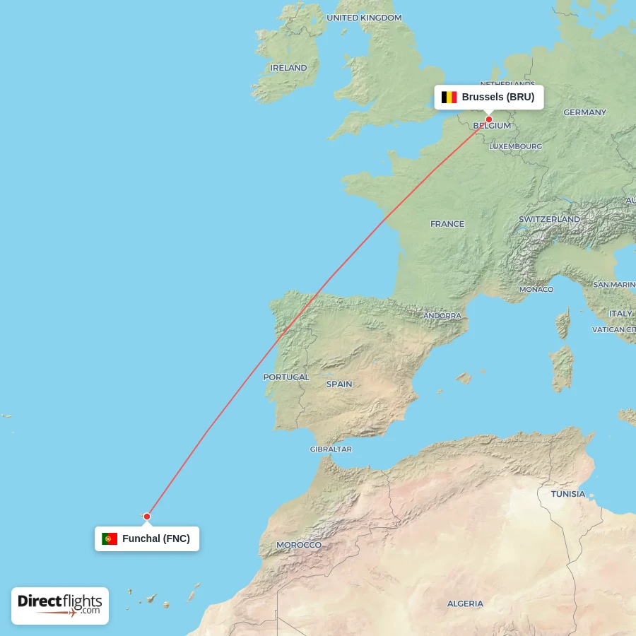 BRU - FNC route map