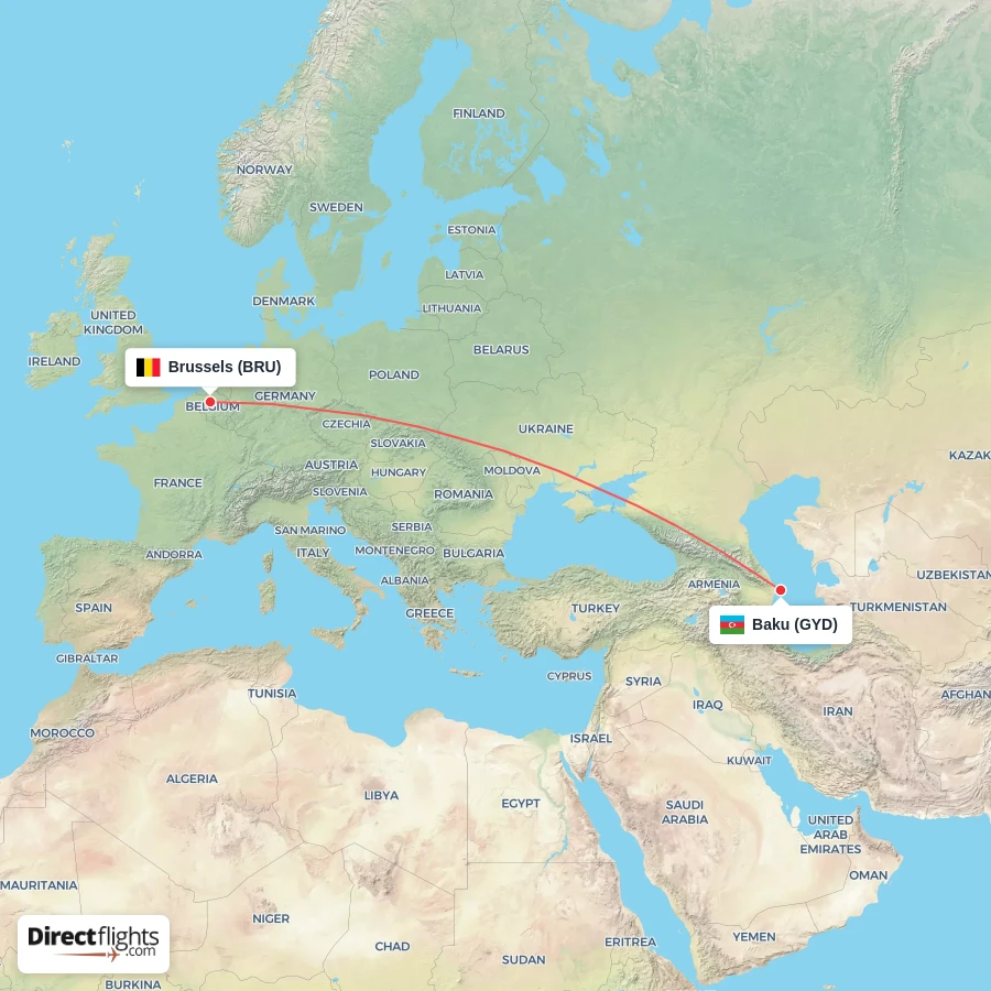 BRU - GYD route map