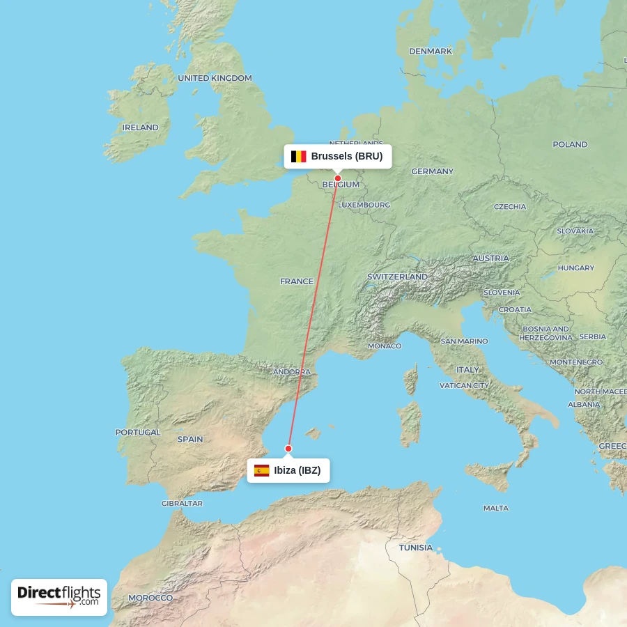 BRU - IBZ route map