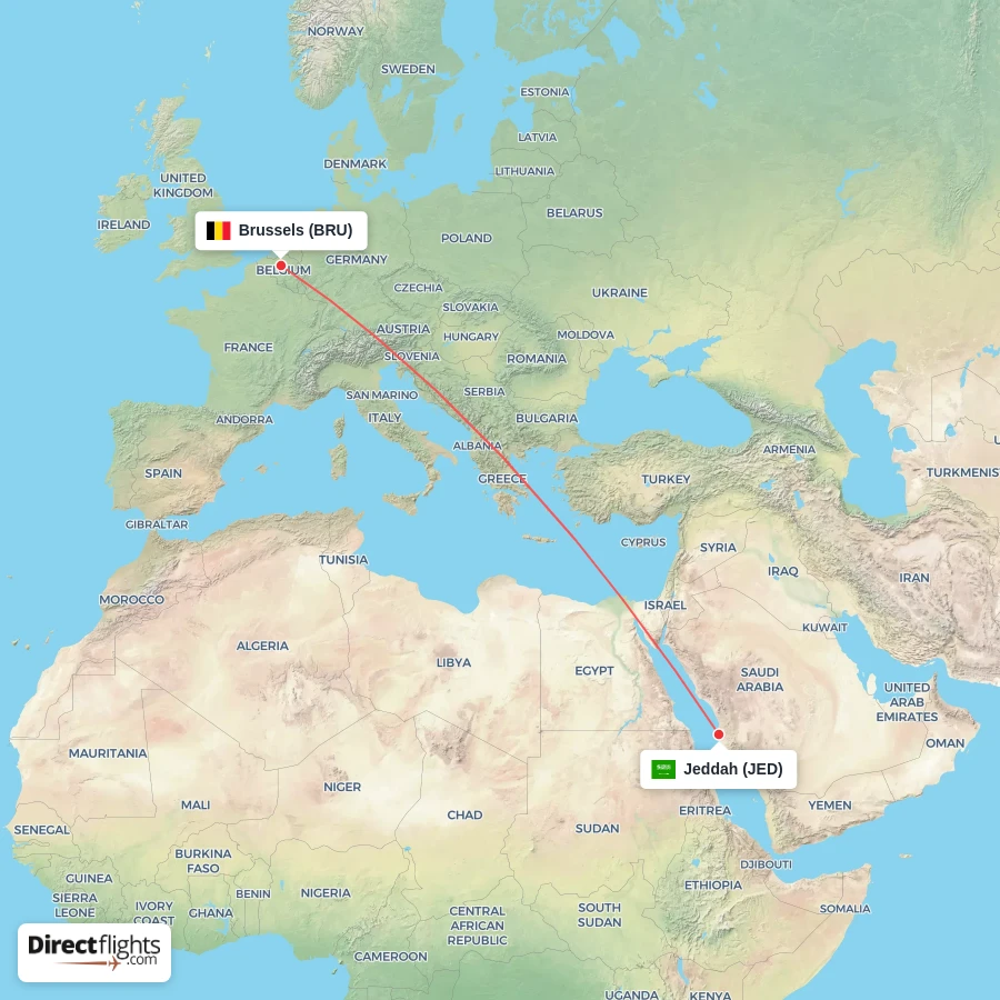 BRU - JED route map