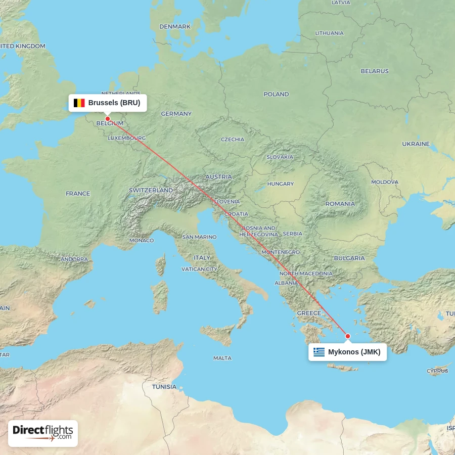BRU - JMK route map