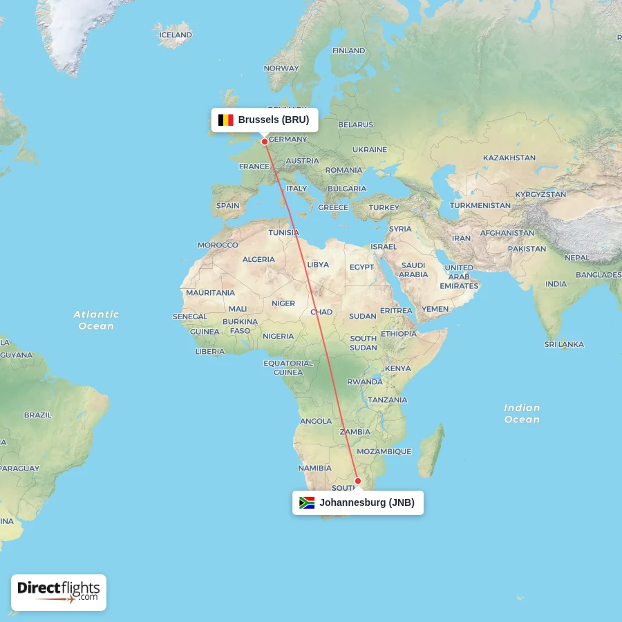 BRU - JNB route map