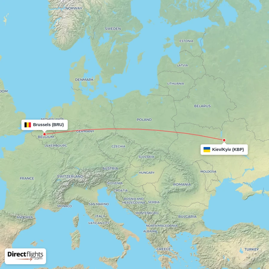 BRU - KBP route map