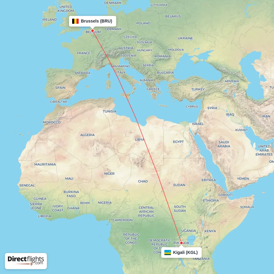 BRU - KGL route map