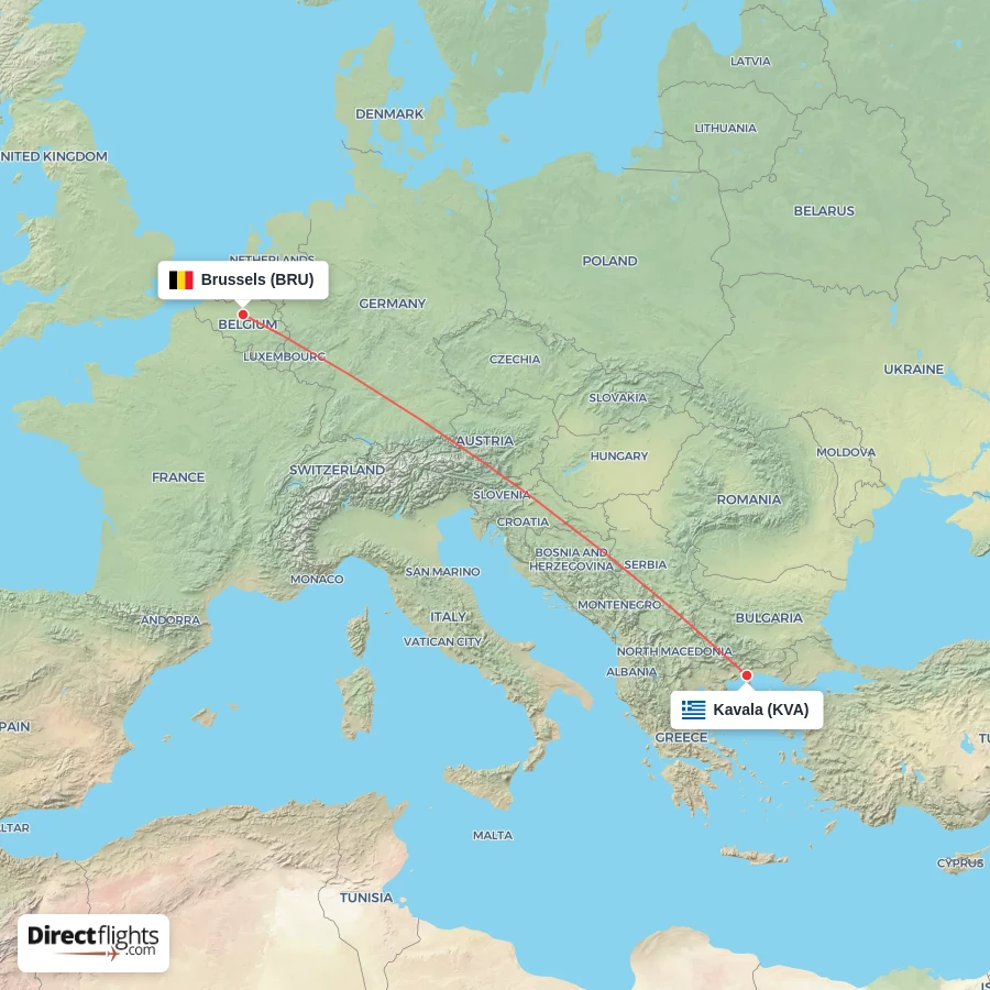 BRU - KVA route map