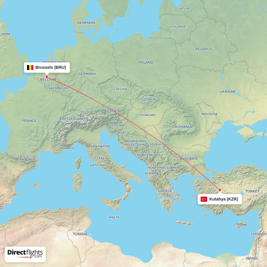 BRU - KZR route map