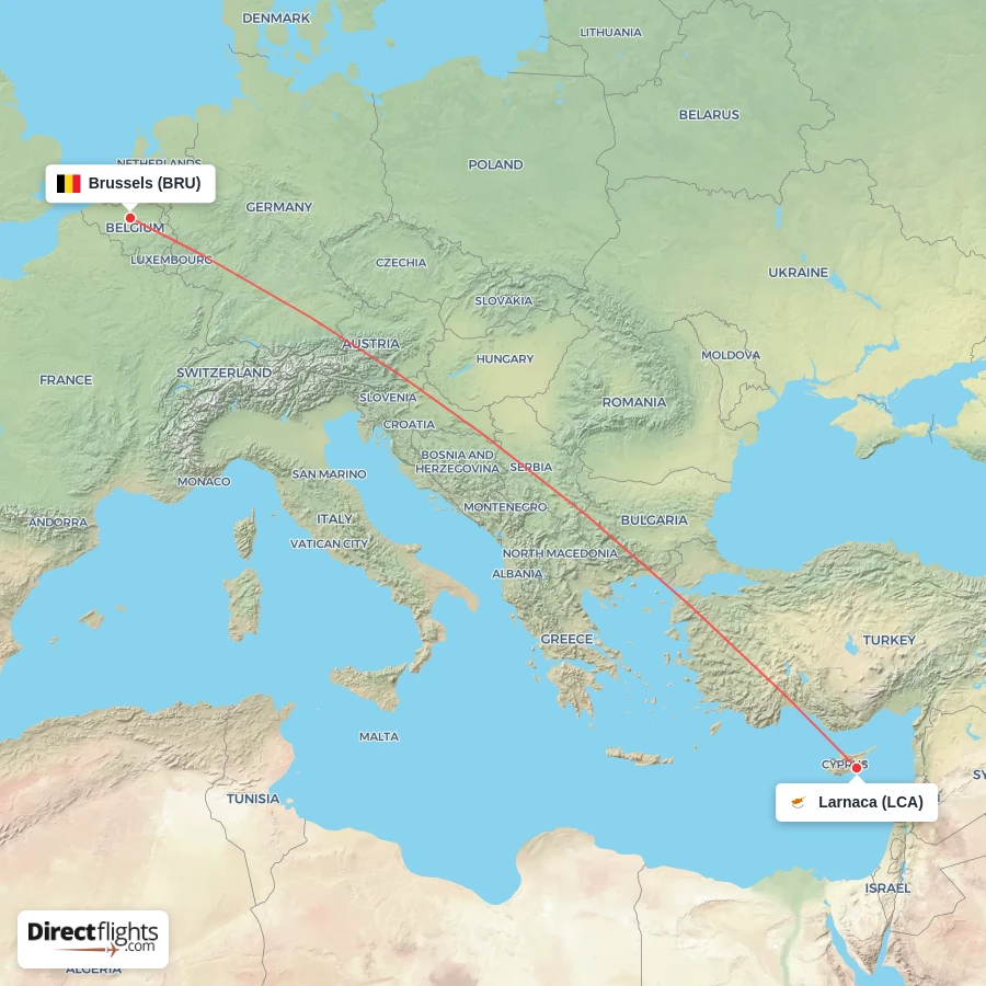 BRU - LCA route map
