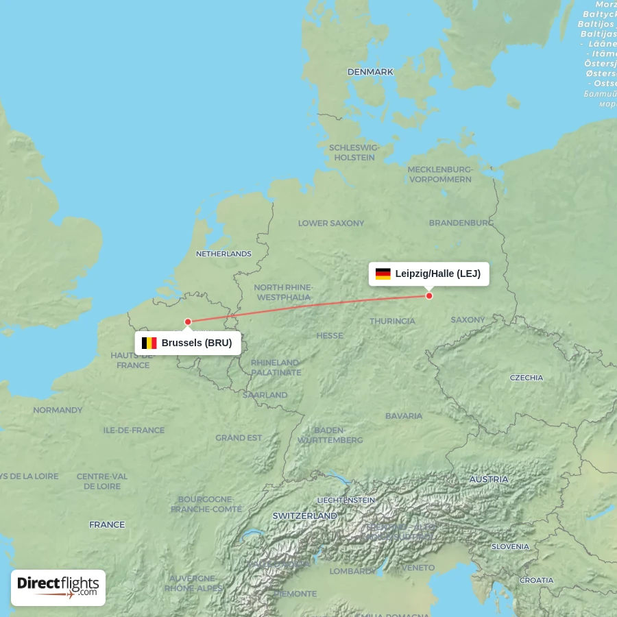 BRU - LEJ route map