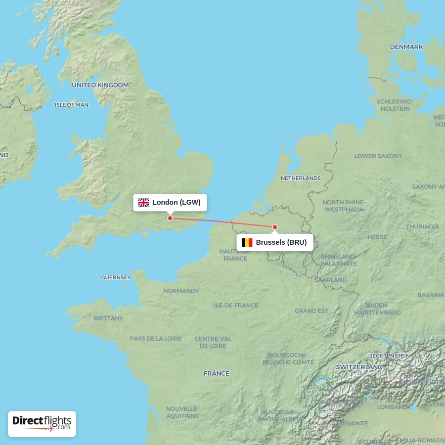 BRU - LGW route map