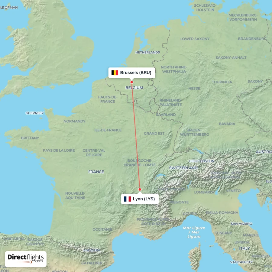 BRU - LYS route map