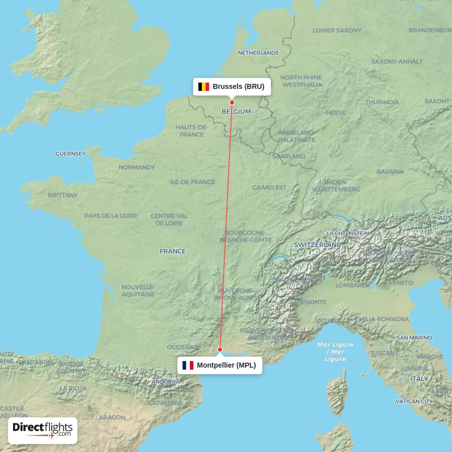 BRU - MPL route map