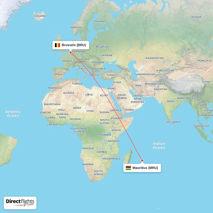 BRU - MRU route map