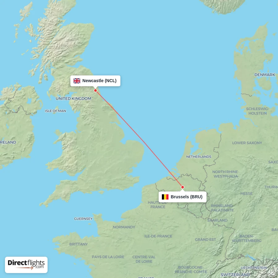 BRU - NCL route map