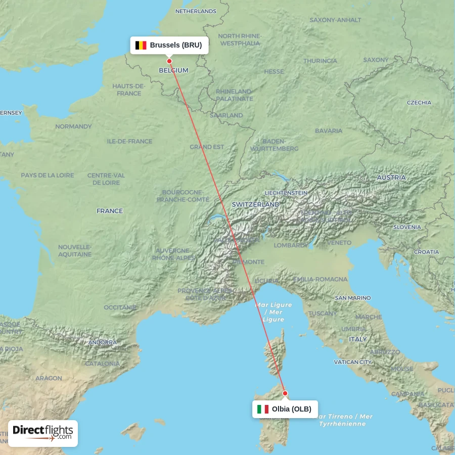BRU - OLB route map
