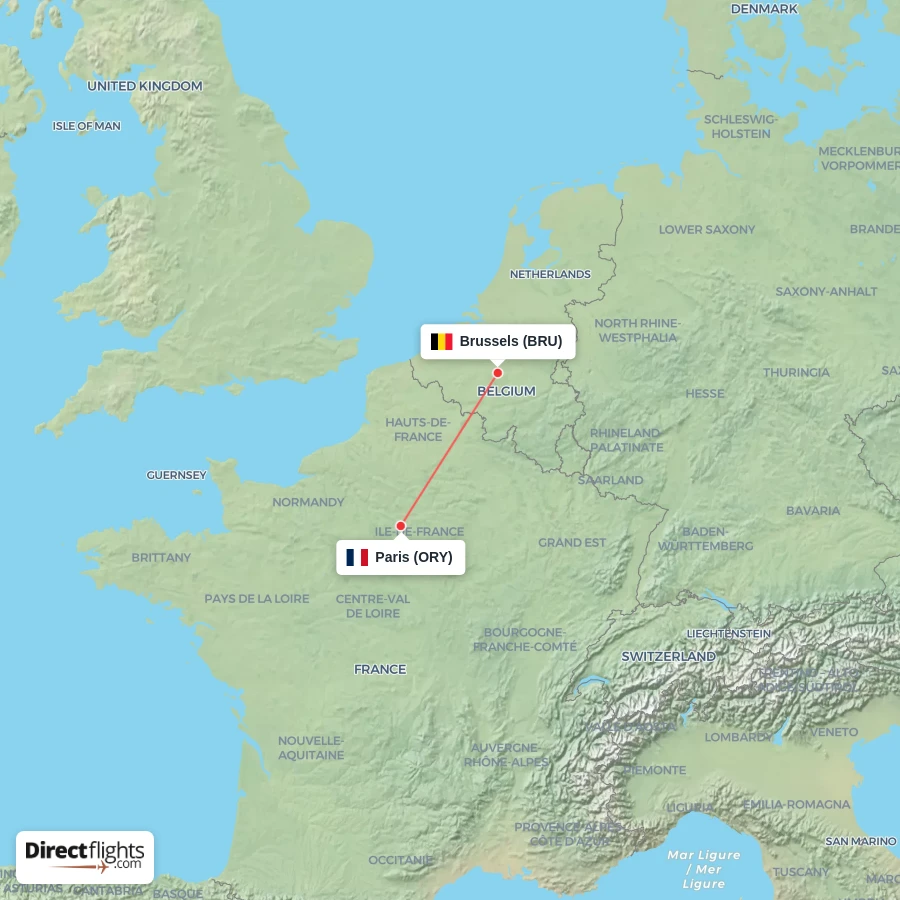 BRU - ORY route map