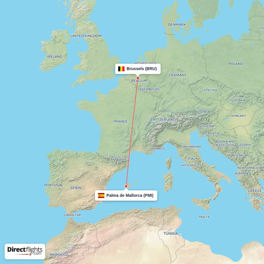 BRU - PMI route map