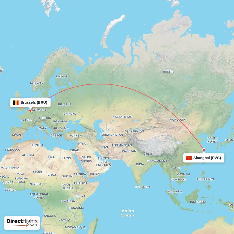 BRU - PVG route map