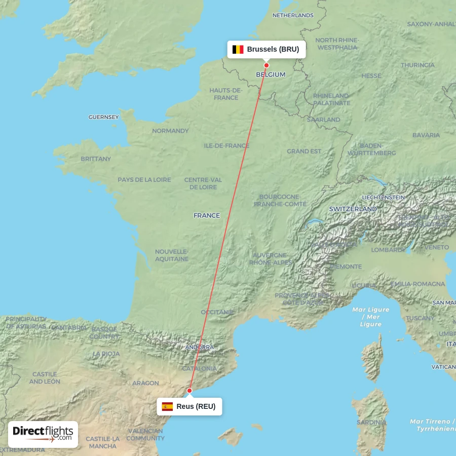 BRU - REU route map