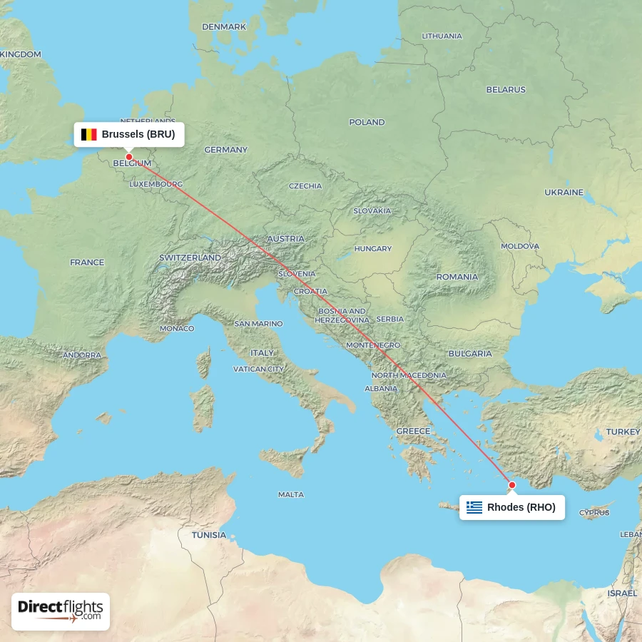 BRU - RHO route map