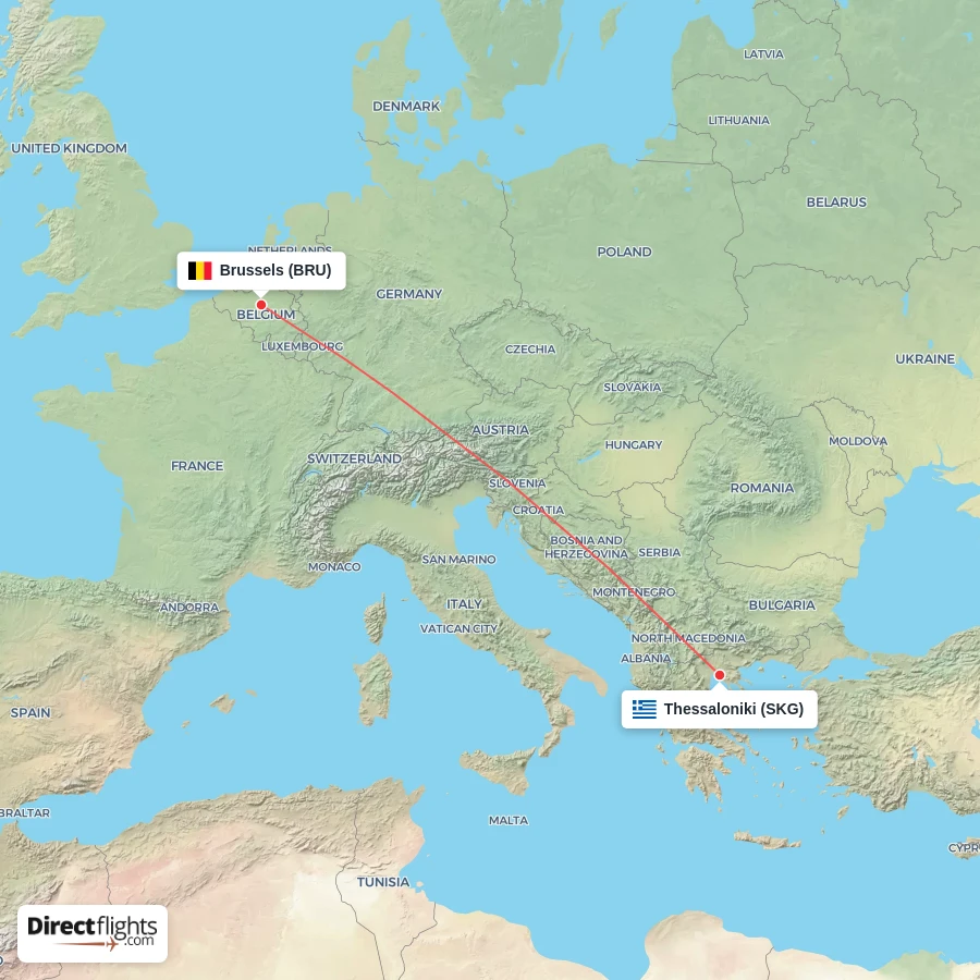 BRU - SKG route map