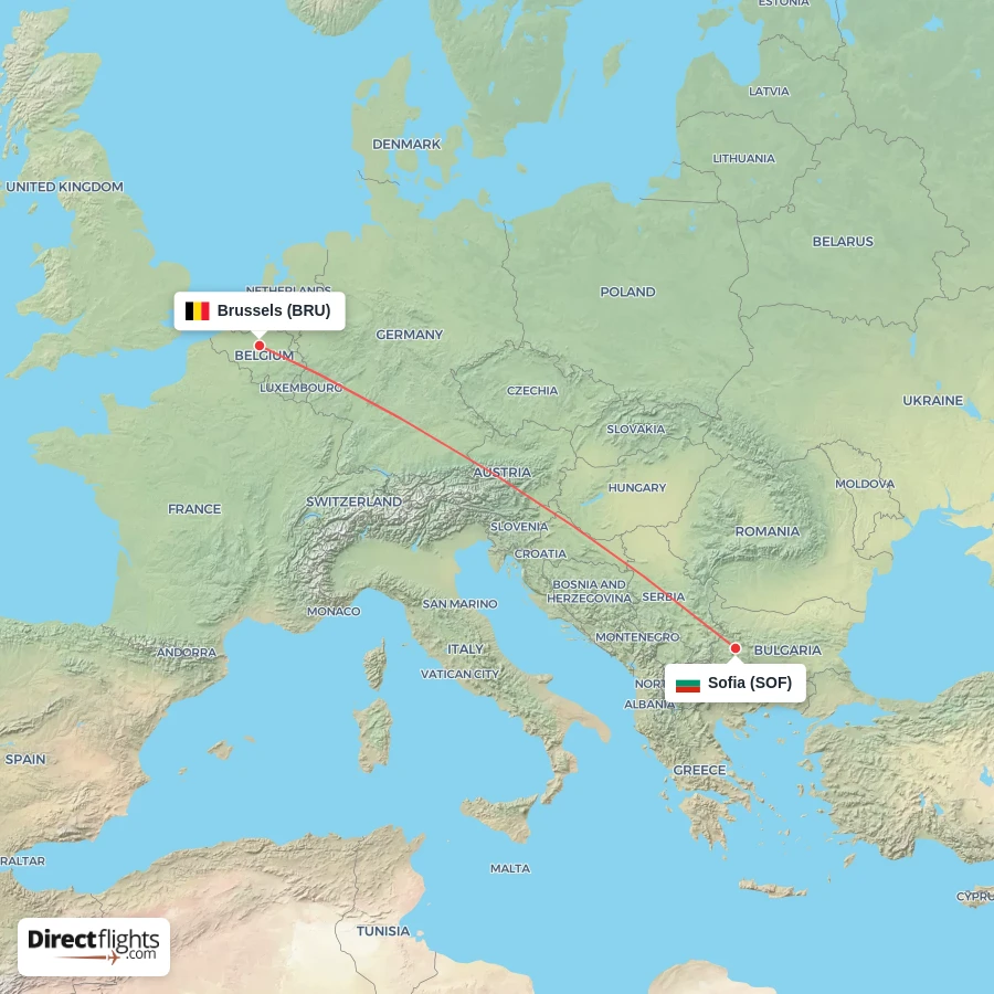 BRU - SOF route map