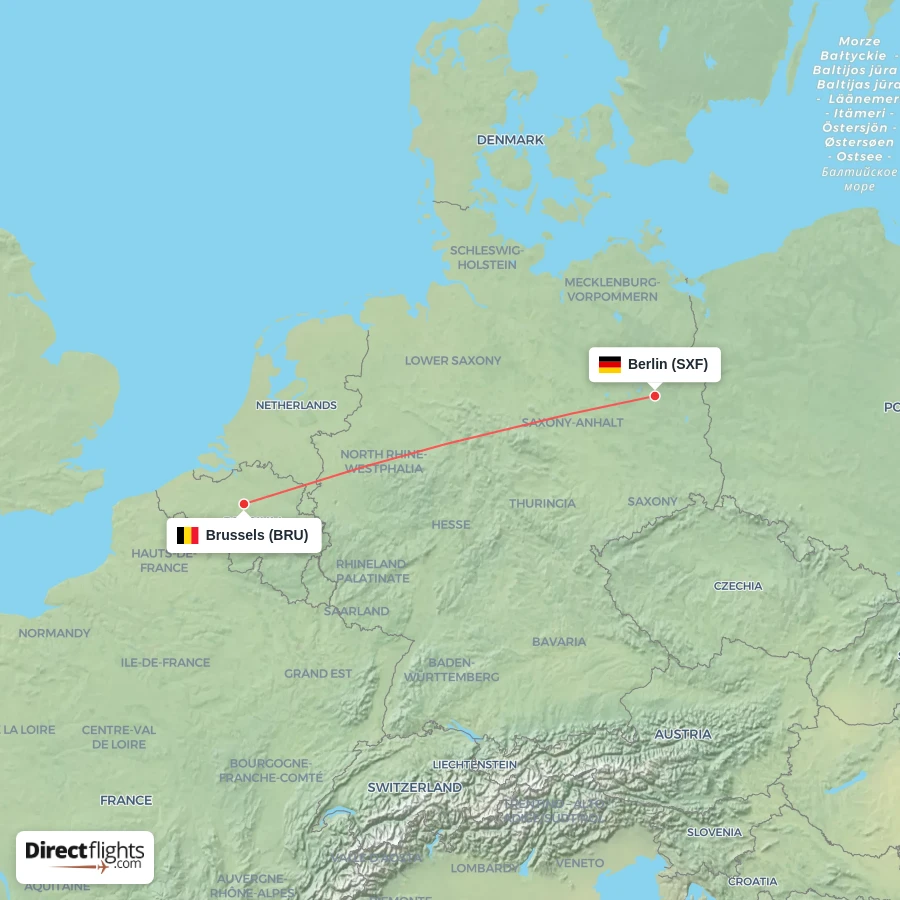 BRU - SXF route map