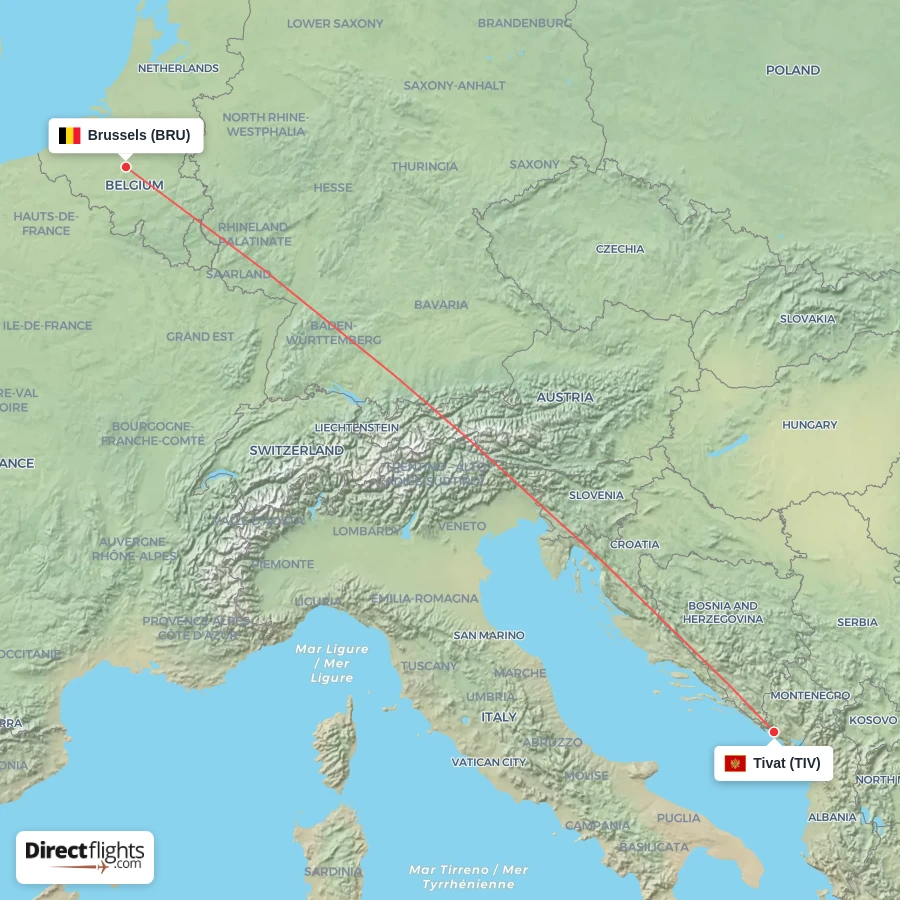 BRU - TIV route map
