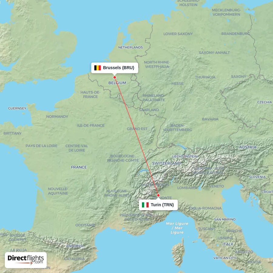 BRU - TRN route map