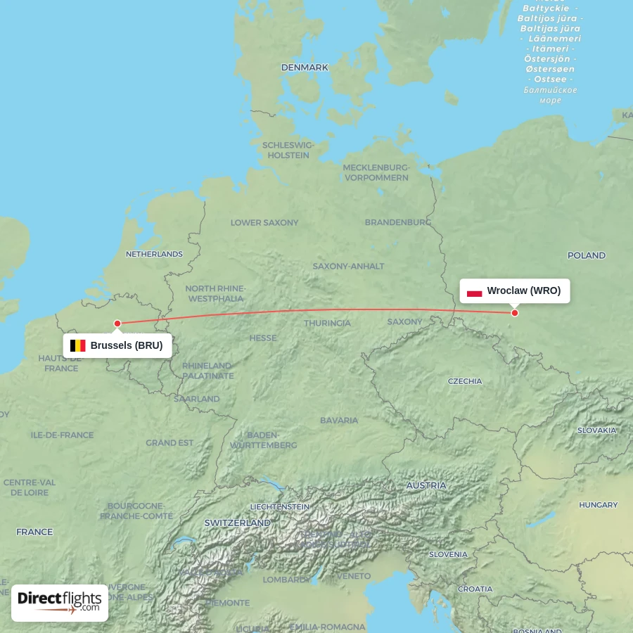 BRU - WRO route map
