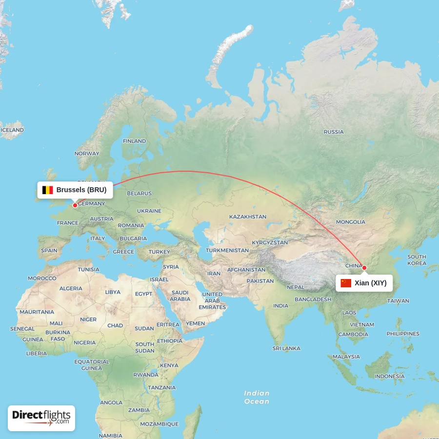 BRU - XIY route map